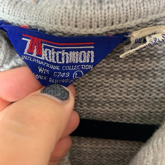 Wotchman Gray Vintage Sweater V Neck Collar - Picture 5 of 12